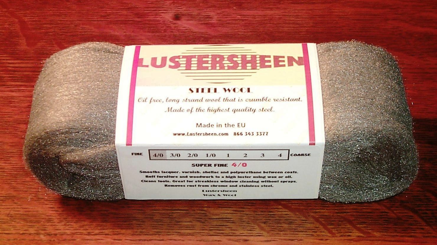 Lustersheen Oil Free Steel Wool 2.2 LB Roll Grade 3/0 Extra Fine Finish Grade 